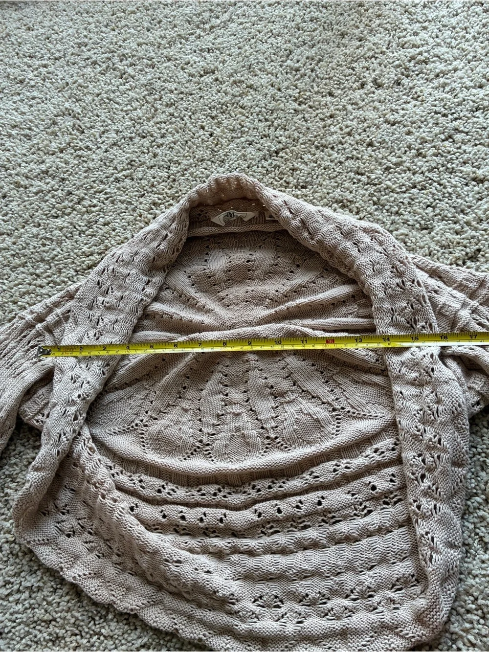 Lia Molly Tan Crochet Open-Front Women's Sweater Shrug 100% Cotton Festival Y2K - Picture 6 of 7